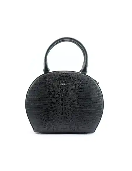 Borsa in pelle donna nero stampa cocco