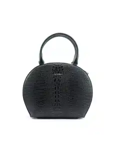Borsa in pelle donna nero stampa cocco 2
