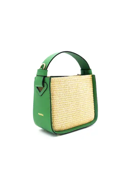 Borsa in rafia e in pelle donna modello Anita