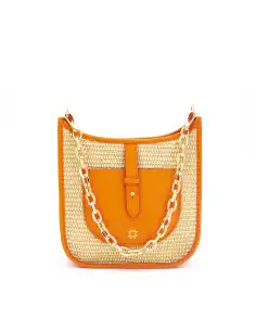 Borsa in rafia e in pelle donna modello Charlotte