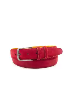 Cintura uomo scamosciata con fodera in saffiano arancio 2