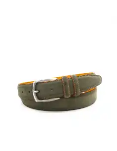 Cintura uomo scamosciata con fodera in saffiano arancio