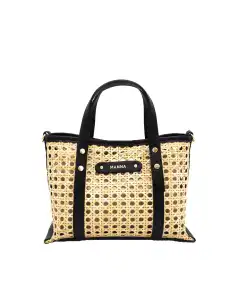 Borsa in pelle e paglia viennese modello Bianca