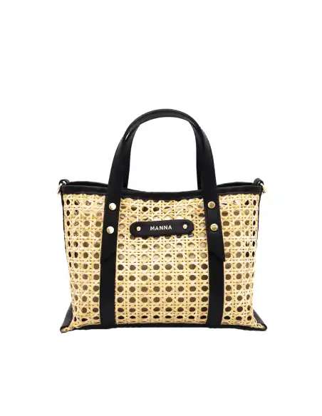 Borsa in pelle e paglia viennese modello Bianca